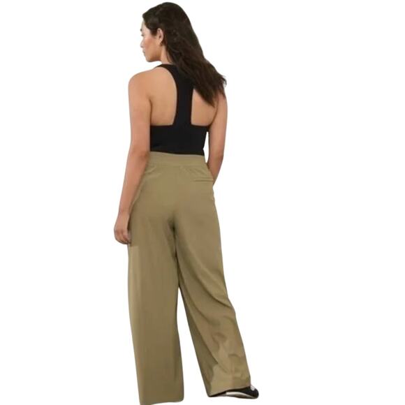 Athleta Pinnacle High Rise Trousers size 14 Olive Branch Green Wide Leg - Picture 2 of 12